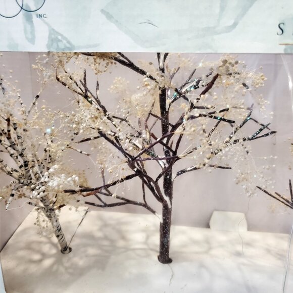 Dept 56 Seasons Bay 4 WINTER TREES Christmas Village accessory birch 53384 - Picture 2 of 12